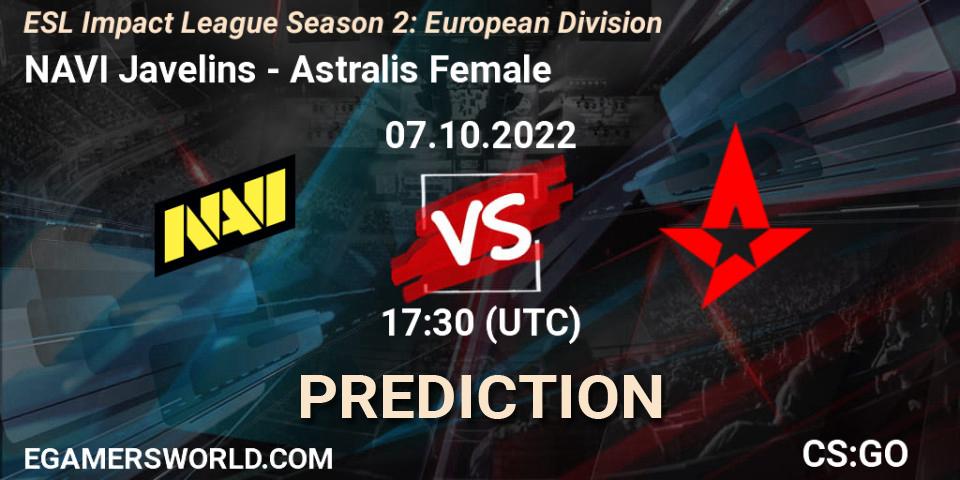 NAVI Javelins - Astralis Female: Maç tahminleri. 07.10.2022 at 17:30, Counter-Strike (CS2), ESL Impact League Season 2: European Division