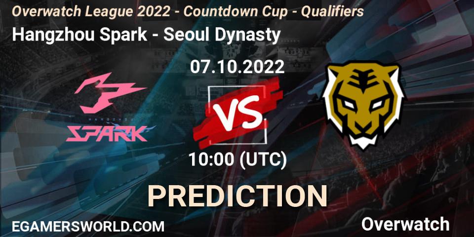 Hangzhou Spark - Seoul Dynasty: Maç tahminleri. 07.10.2022 at 10:00, Overwatch, Overwatch League 2022 - Countdown Cup - Qualifiers