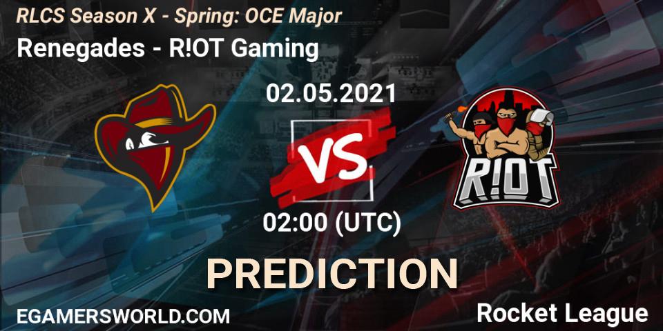 Renegades - R!OT Gaming: Maç tahminleri. 02.05.2021 at 01:45, Rocket League, RLCS Season X - Spring: OCE Major