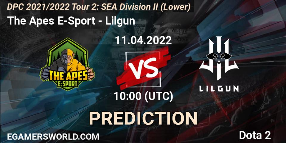 The Apes E-Sport - Lilgun: Maç tahminleri. 11.04.2022 at 10:00, Dota 2, DPC 2021/2022 Tour 2: SEA Division II (Lower)