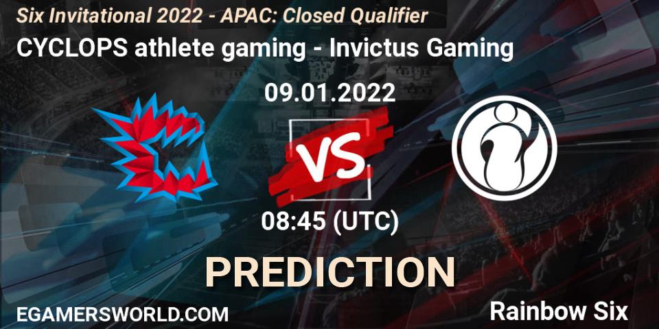 CYCLOPS athlete gaming - Invictus Gaming: Maç tahminleri. 09.01.2022 at 09:00, Rainbow Six, Six Invitational 2022 - APAC: Closed Qualifier