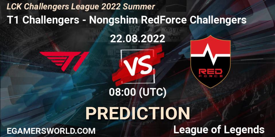 T1 Challengers - Nongshim RedForce Challengers: Maç tahminleri. 22.08.2022 at 08:00, LoL, LCK Challengers League 2022 Summer