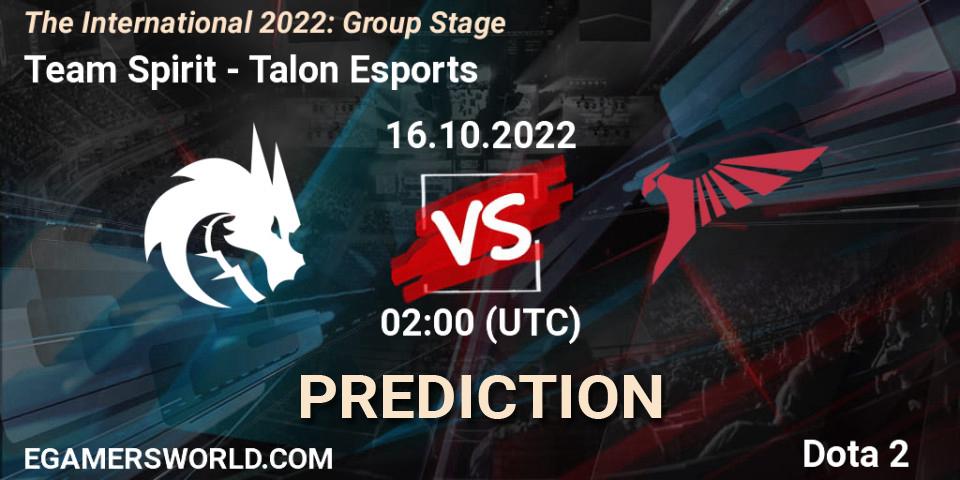 Team Spirit - Talon Esports: Maç tahminleri. 16.10.22, Dota 2, The International 2022: Group Stage