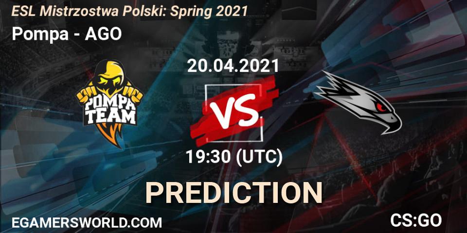 Pompa - AGO: Maç tahminleri. 04.05.2021 at 19:30, Counter-Strike (CS2), ESL Mistrzostwa Polski: Spring 2021