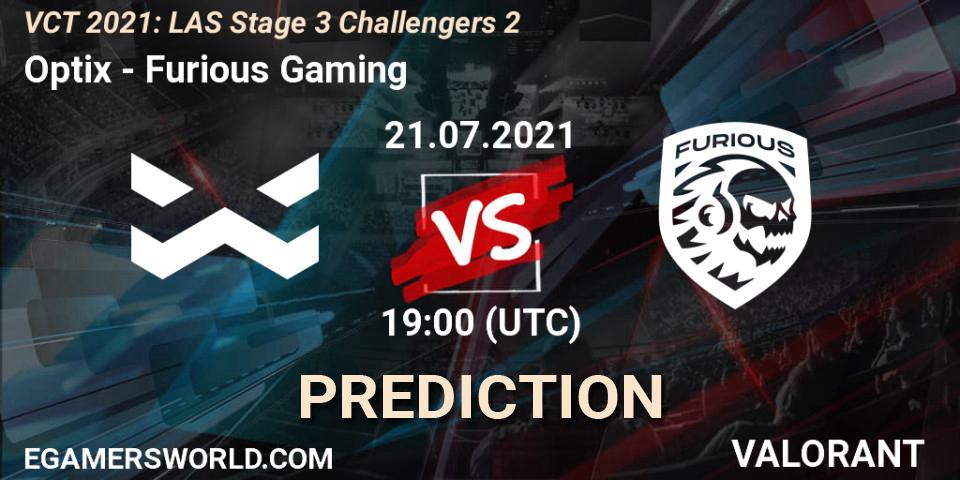 Optix - Furious Gaming: Maç tahminleri. 21.07.2021 at 19:00, VALORANT, VCT 2021: LAS Stage 3 Challengers 2