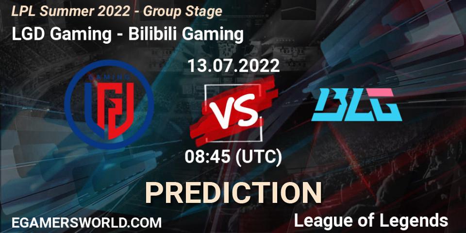 LGD Gaming - Bilibili Gaming: Maç tahminleri. 13.07.2022 at 09:00, LoL, LPL Summer 2022 - Group Stage