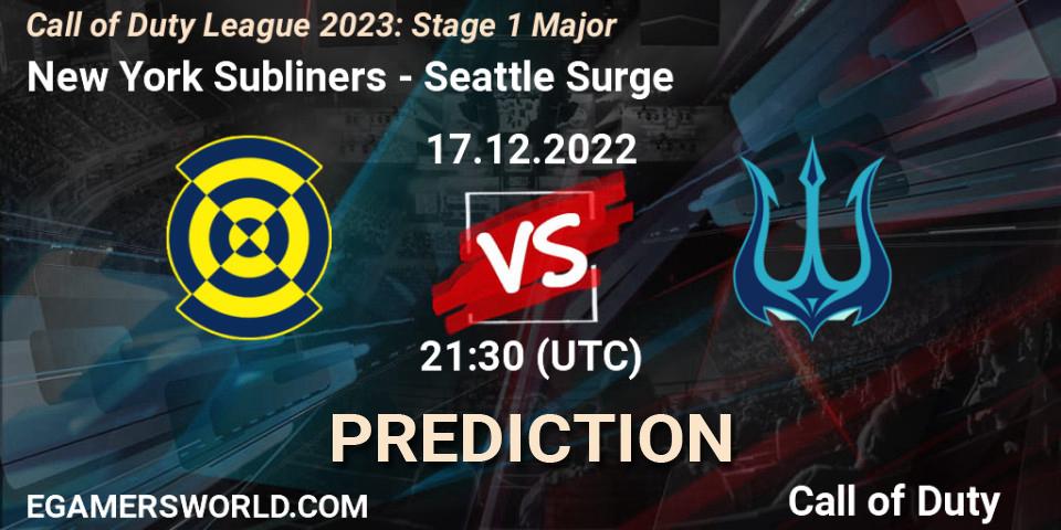 New York Subliners - Seattle Surge: Maç tahminleri. 17.12.2022 at 21:30, Call of Duty, Call of Duty League 2023: Stage 1 Major