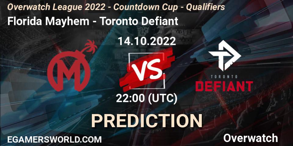 Florida Mayhem - Toronto Defiant: Maç tahminleri. 14.10.2022 at 22:00, Overwatch, Overwatch League 2022 - Countdown Cup - Qualifiers