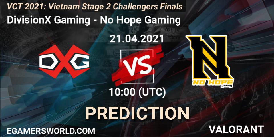 DivisionX Gaming - No Hope Gaming: Maç tahminleri. 21.04.2021 at 11:00, VALORANT, VCT 2021: Vietnam Stage 2 Challengers Finals