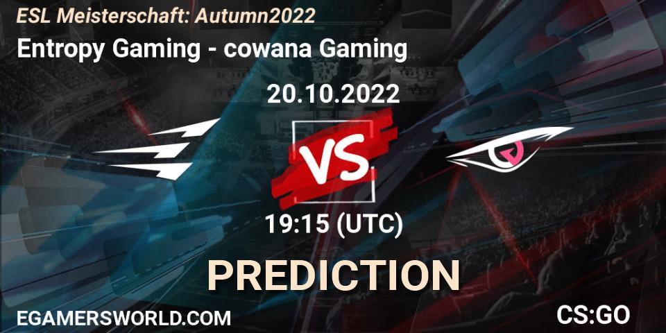 Entropy Gaming - cowana Gaming: Maç tahminleri. 20.10.2022 at 19:15, Counter-Strike (CS2), ESL Meisterschaft: Autumn 2022