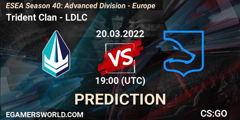 Trident Clan - LDLC: Maç tahminleri. 20.03.2022 at 19:00, Counter-Strike (CS2), ESEA Season 40: Advanced Division - Europe