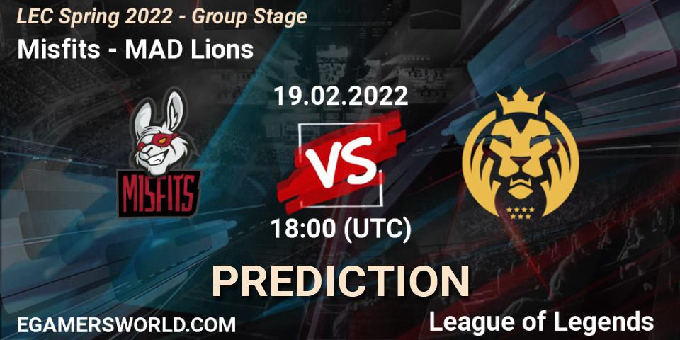 Misfits - MAD Lions: Maç tahminleri. 19.02.2022 at 18:00, LoL, LEC Spring 2022 - Group Stage