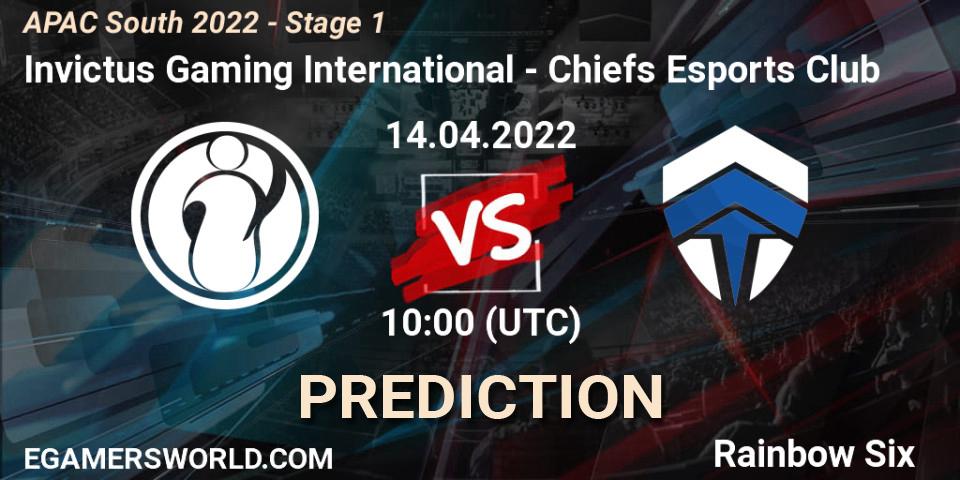 Invictus Gaming International - Chiefs Esports Club: Maç tahminleri. 14.04.2022 at 10:00, Rainbow Six, APAC South 2022 - Stage 1