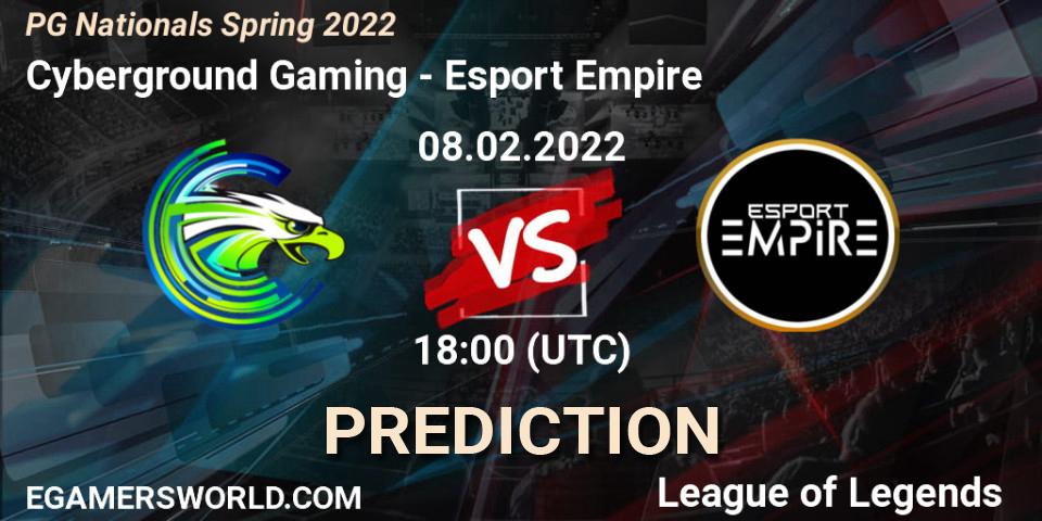 Cyberground Gaming - Esport Empire: Maç tahminleri. 08.02.2022 at 18:00, LoL, PG Nationals Spring 2022