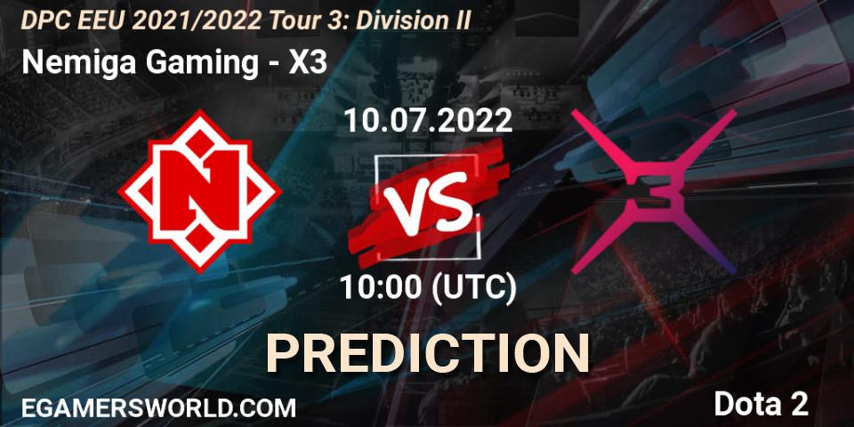 Nemiga Gaming - X3: Maç tahminleri. 10.07.2022 at 10:00, Dota 2, DPC EEU 2021/2022 Tour 3: Division II