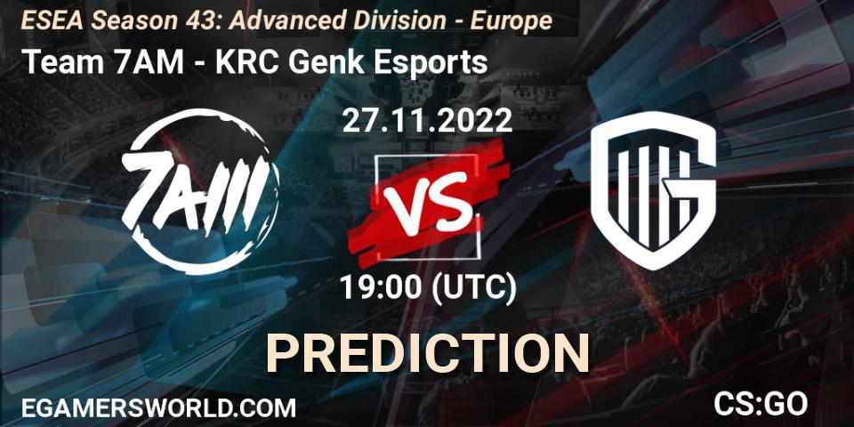 Team 7AM - KRC Genk Esports: Maç tahminleri. 27.11.22, CS2 (CS:GO), ESEA Season 43: Advanced Division - Europe