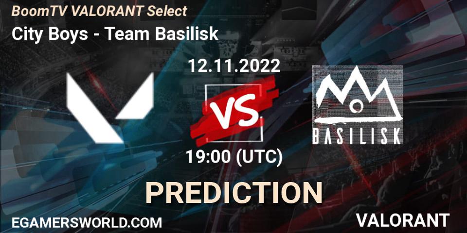 City Boys - Team Basilisk: Maç tahminleri. 12.11.2022 at 19:00, VALORANT, BoomTV VALORANT Select