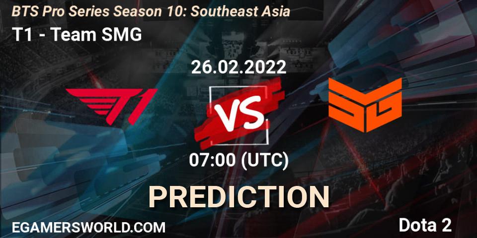 T1 - Team SMG: Maç tahminleri. 26.02.2022 at 07:00, Dota 2, BTS Pro Series Season 10: Southeast Asia