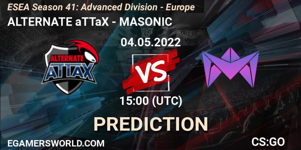 ALTERNATE aTTaX - MASONIC: Maç tahminleri. 04.05.2022 at 15:00, Counter-Strike (CS2), ESEA Season 41: Advanced Division - Europe