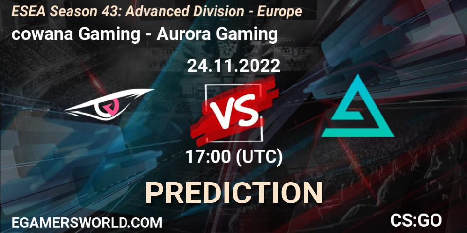 cowana Gaming - Aurora: Maç tahminleri. 24.11.22, CS2 (CS:GO), ESEA Season 43: Advanced Division - Europe