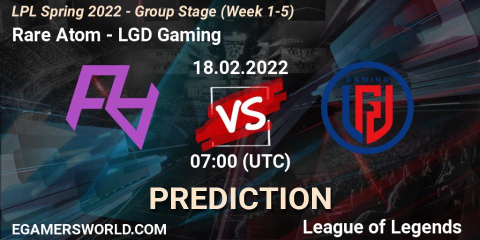 Rare Atom - LGD Gaming: Maç tahminleri. 18.02.2022 at 07:00, LoL, LPL Spring 2022 - Group Stage (Week 1-5)