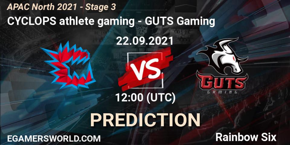 CYCLOPS athlete gaming - GUTS Gaming: Maç tahminleri. 22.09.2021 at 12:00, Rainbow Six, APAC North 2021 - Stage 3