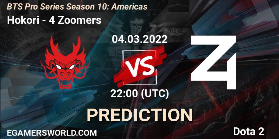 Hokori - 4 Zoomers: Maç tahminleri. 04.03.2022 at 22:03, Dota 2, BTS Pro Series Season 10: Americas