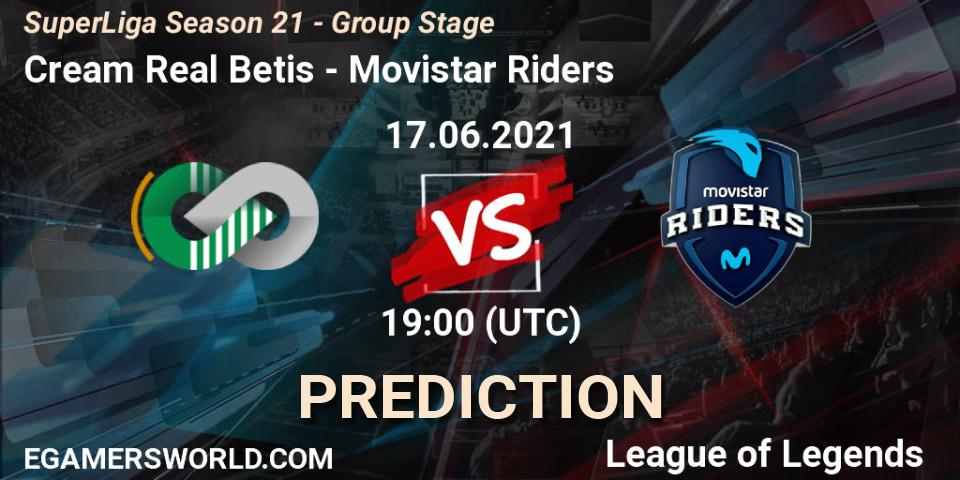 Cream Real Betis - Movistar Riders: Maç tahminleri. 17.06.2021 at 19:00, LoL, SuperLiga Season 21 - Group Stage 