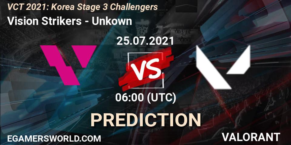 Vision Strikers - Unkown: Maç tahminleri. 25.07.2021 at 06:00, VALORANT, VCT 2021: Korea Stage 3 Challengers