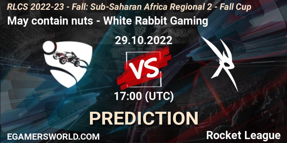 May contain nuts - White Rabbit Gaming: Maç tahminleri. 29.10.2022 at 17:00, Rocket League, RLCS 2022-23 - Fall: Sub-Saharan Africa Regional 2 - Fall Cup