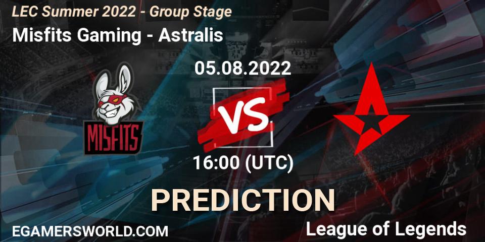 Misfits Gaming - Astralis: Maç tahminleri. 05.08.2022 at 16:00, LoL, LEC Summer 2022 - Group Stage