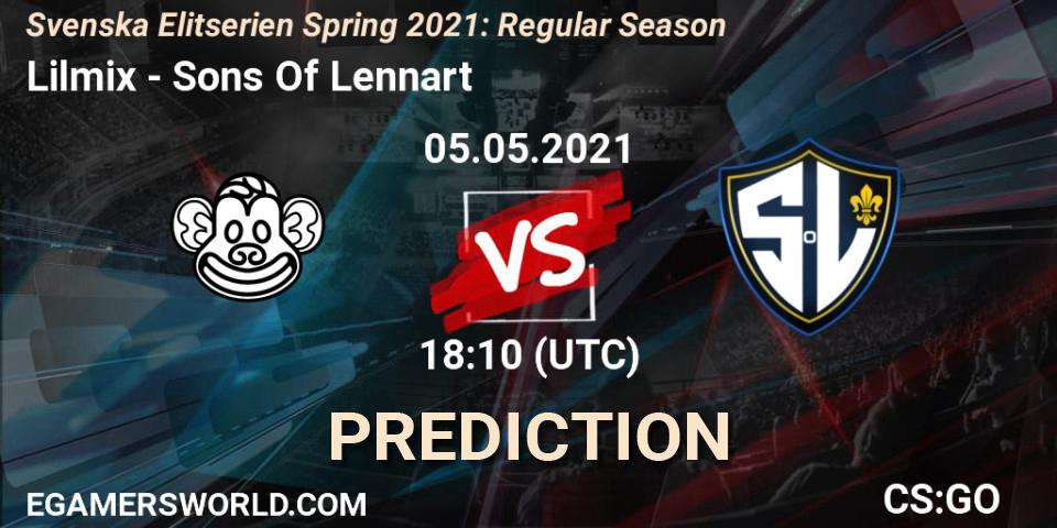 Lilmix - Sons Of Lennart: Maç tahminleri. 05.05.2021 at 18:10, Counter-Strike (CS2), Svenska Elitserien Spring 2021: Regular Season