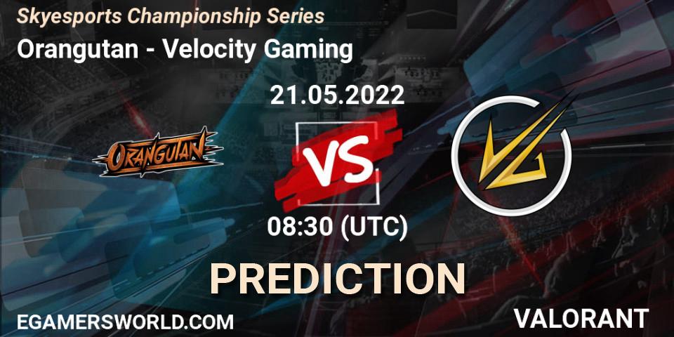 Orangutan - Velocity Gaming: Maç tahminleri. 21.05.2022 at 11:30, VALORANT, Skyesports Championship Series