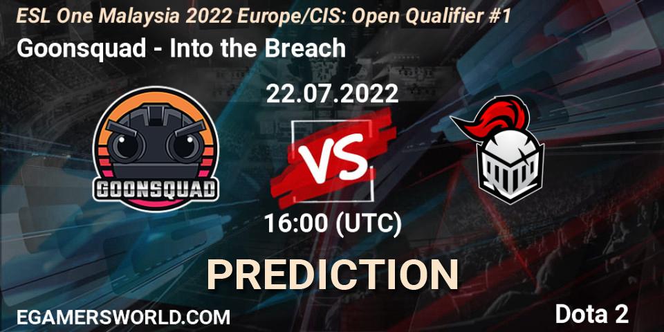 Goonsquad - Into the Breach: Maç tahminleri. 22.07.2022 at 16:00, Dota 2, ESL One Malaysia 2022 Europe/CIS: Open Qualifier #1