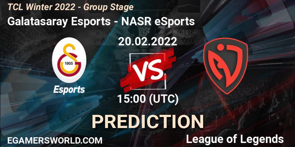 Galatasaray Esports - NASR eSports: Maç tahminleri. 20.02.2022 at 15:00, LoL, TCL Winter 2022 - Group Stage