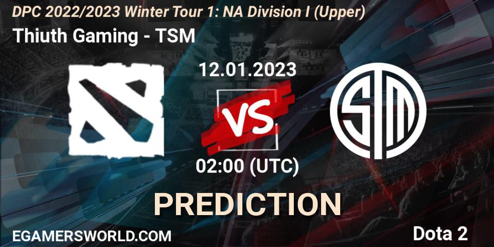 Thiuth Gaming - TSM: Maç tahminleri. 12.01.2023 at 02:06, Dota 2, DPC 2022/2023 Winter Tour 1: NA Division I (Upper)