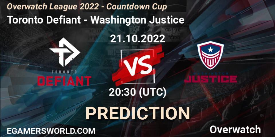 Toronto Defiant - Washington Justice: Maç tahminleri. 21.10.22, Overwatch, Overwatch League 2022 - Countdown Cup