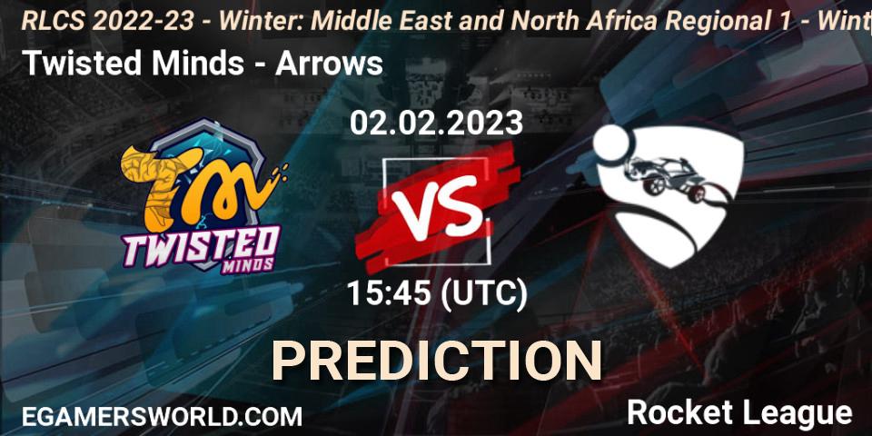Twisted Minds - Arrows: Maç tahminleri. 02.02.2023 at 15:45, Rocket League, RLCS 2022-23 - Winter: Middle East and North Africa Regional 1 - Winter Open