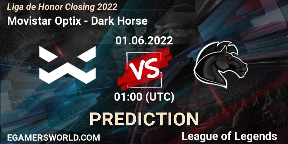 Movistar Optix - Dark Horse: Maç tahminleri. 01.06.22, LoL, Liga de Honor Closing 2022