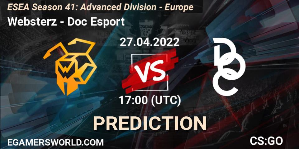 Websterz - Doc Esport: Maç tahminleri. 27.04.2022 at 17:00, Counter-Strike (CS2), ESEA Season 41: Advanced Division - Europe