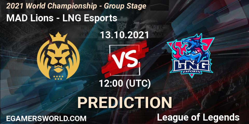 MAD Lions - LNG Esports: Maç tahminleri. 18.10.2021 at 16:10, LoL, 2021 World Championship - Group Stage