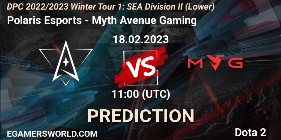 Polaris Esports - Myth Avenue Gaming: Maç tahminleri. 19.02.23, Dota 2, DPC 2022/2023 Winter Tour 1: SEA Division II (Lower)