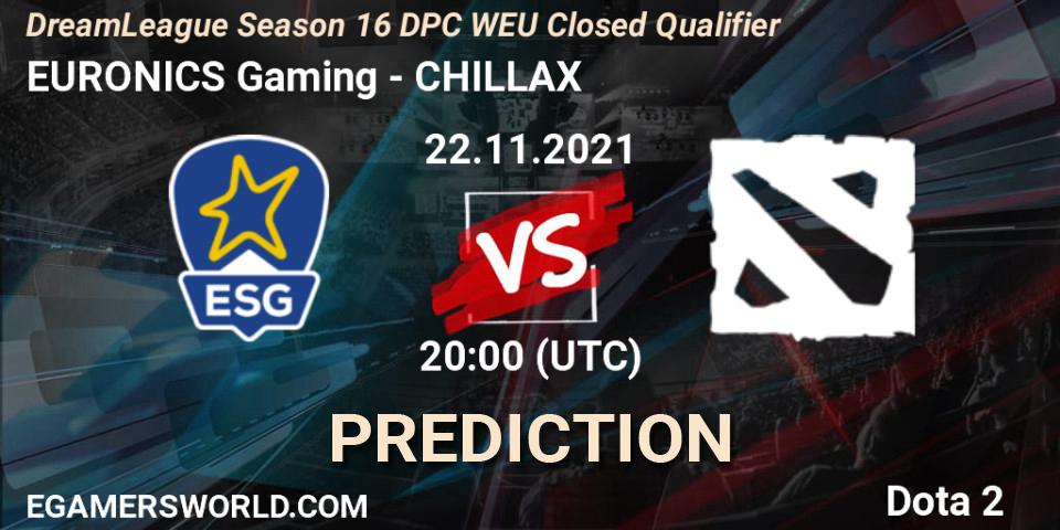 EURONICS Gaming - CHILLAX: Maç tahminleri. 22.11.2021 at 21:05, Dota 2, DPC 2022 Season 1: Euro - Closed Qualifier (DreamLeague Season 16)