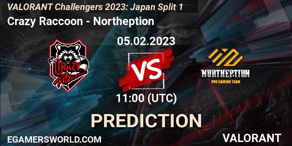 Crazy Raccoon - Northeption: Maç tahminleri. 05.02.23, VALORANT, VALORANT Challengers 2023: Japan Split 1