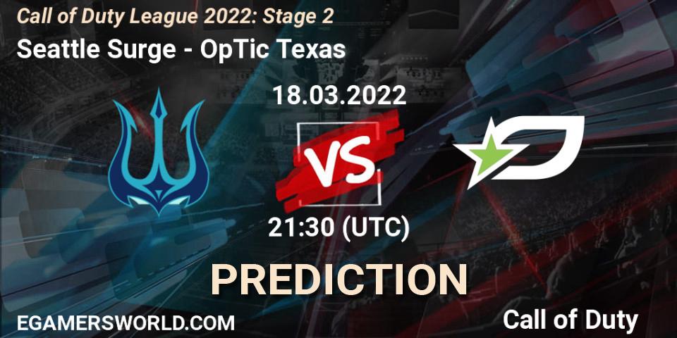 Seattle Surge - OpTic Texas: Maç tahminleri. 18.03.2022 at 20:30, Call of Duty, Call of Duty League 2022: Stage 2