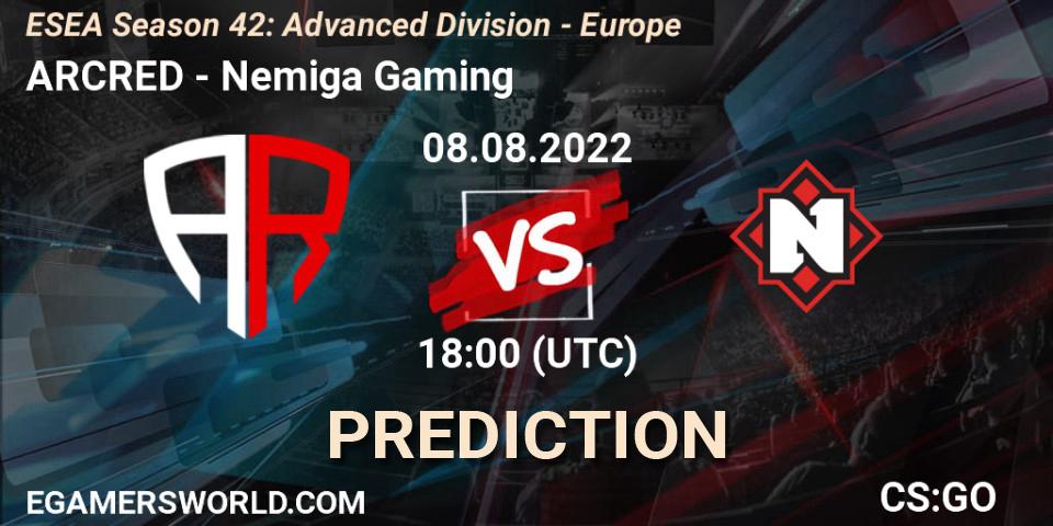 ARCRED - Nemiga Gaming: Maç tahminleri. 12.09.2022 at 15:00, Counter-Strike (CS2), ESEA Season 42: Advanced Division - Europe