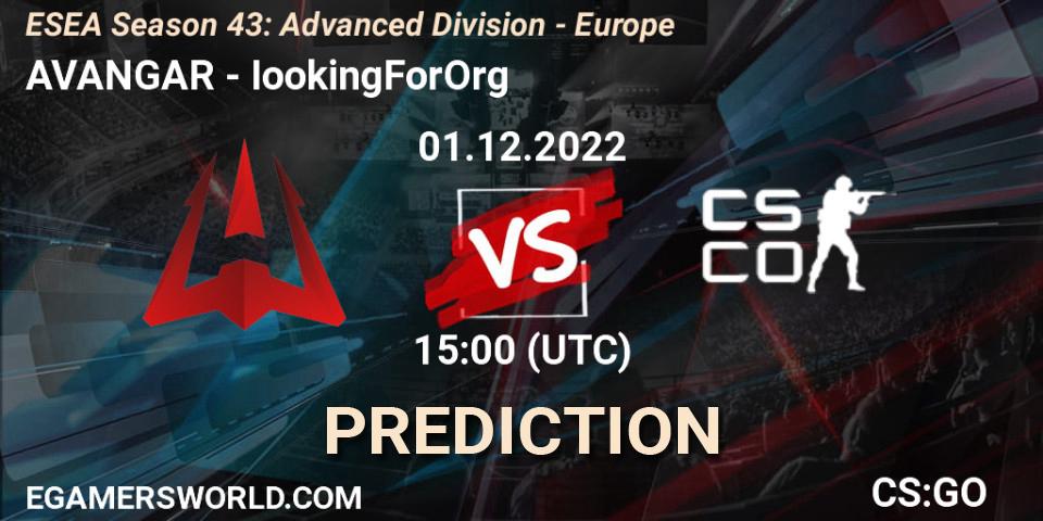 AVANGAR - IookingForOrg: Maç tahminleri. 01.12.22, CS2 (CS:GO), ESEA Season 43: Advanced Division - Europe