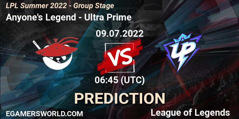 Anyone's Legend - Ultra Prime: Maç tahminleri. 09.07.2022 at 06:45, LoL, LPL Summer 2022 - Group Stage