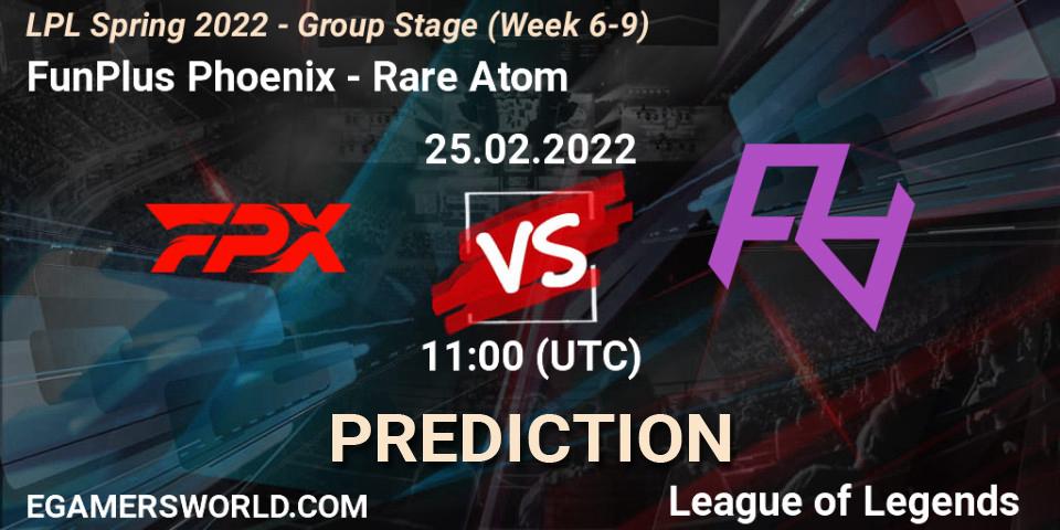 FunPlus Phoenix - Rare Atom: Maç tahminleri. 25.02.22, LoL, LPL Spring 2022 - Group Stage (Week 6-9)