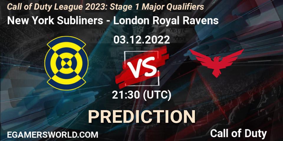 New York Subliners - London Royal Ravens: Maç tahminleri. 03.12.2022 at 21:30, Call of Duty, Call of Duty League 2023: Stage 1 Major Qualifiers